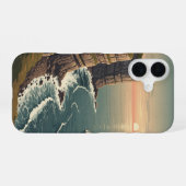 Coque iPhone 16 Île Rétro au Crépuscule (Verso Horizontal)