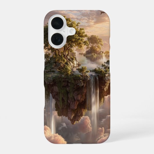 Coque iPhone 16 Îles Surréalistes Flottant Avec Cascades (Verso)