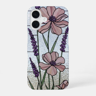 Coque iPhone 16 Illusion de verre floral rose