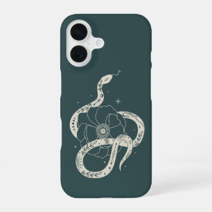 Coque iPhone 16 Illustration botanique mystique de serpent