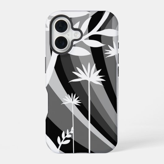Coque iPhone 16 Illustration botanique noire et blanche Arrière in (Verso)