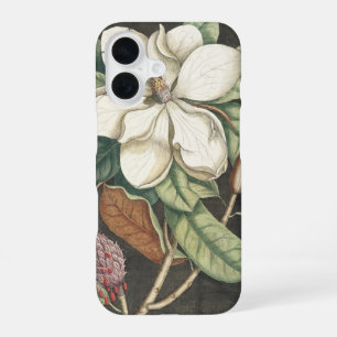 Coque iPhone 16 Illustration botanique vintage de magnolia de Cate
