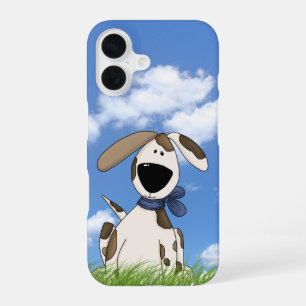 Coque iPhone 16 illustration de chien mignon dans l'herbe