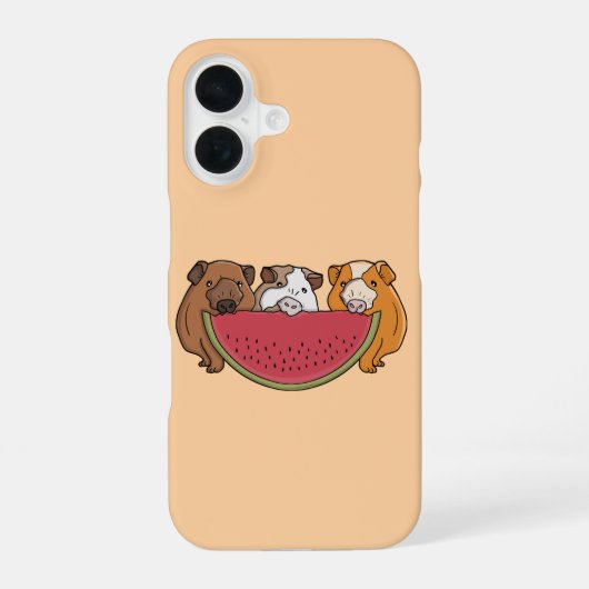 Coque iPhone 16 Illustration de cochons d'Inde joueurs et de pastè (Verso)