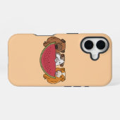 Coque iPhone 16 Illustration de cochons d'Inde joueurs et de pastè (Verso Horizontal)
