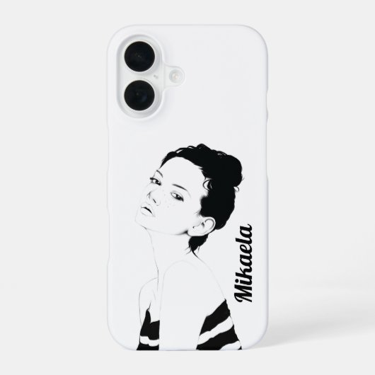 Coque iPhone 16 Illustration de fille customisée (Verso)