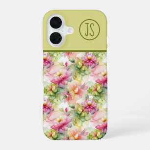Coque iPhone 16 Illustration de fleurs pastel à l'encre alcoolique