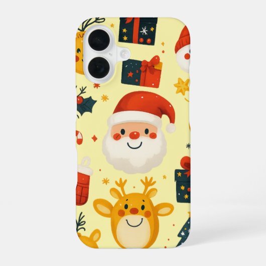 Coque iPhone 16 Illustration d'icônes de Noël mignonnes (Verso)