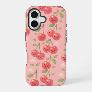 Coque iPhone 16 Illustration joyeuse de Kawaii Cherry Motif