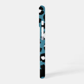 Coque iPhone 16 Impression Animale, Léopard Bleu, Cœurs, Votre Nom (Côté gauche)