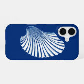Coque iPhone 16 Impression de bloc de coquille Saint-Jacques, bleu (Verso Horizontal)