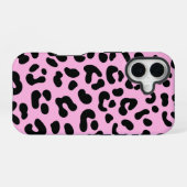 Coque iPhone 16 Impression de léopard rose pastel (Verso Horizontal)