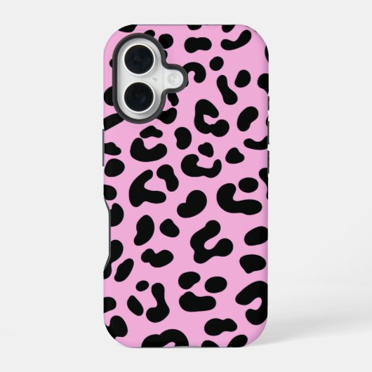 Coque iPhone 16 Impression de léopard rose pastel (Verso)
