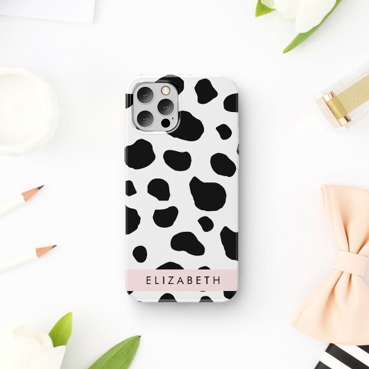 Coque iPhone 16 Impression de vache, Taches de vache, Noir et Blan