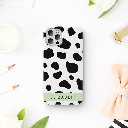 Coque iPhone 16 Impression de vache, Taches de vache, Noir et Blan