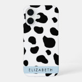 Coque iPhone 16 Impression de vache, Taches de vache, Noir et Blan (Verso)