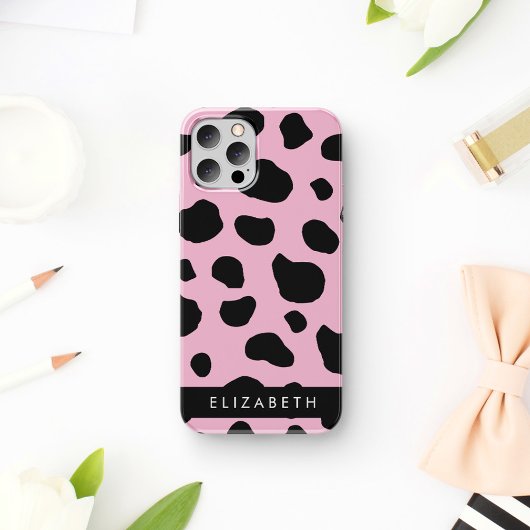 Coque iPhone 16 Impression de vache, Taches de vache, Vache rose,