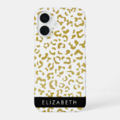Coque iPhone 16 Impression léopard, Léopard doré, Paillettes, Votr (Verso)