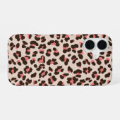 Coque iPhone 16 Impression léopard rose (Verso Horizontal)
