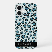 Coque iPhone 16 Impression léopard, Taches, Léopard Bleu, Votre No (Verso)