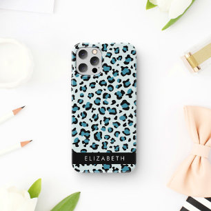 Coque iPhone 16 Impression léopard, Taches, Léopard Bleu, Votre No
