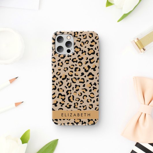 Coque iPhone 16 Impression léopard, Taches, Léopard Brun, Votre No