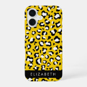 Coque iPhone 16 Impression léopard, Taches, Léopard Jaune, Votre N (Verso)