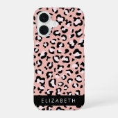 Coque iPhone 16 Impression léopard, Taches, Léopard Rose, Votre No (Verso)