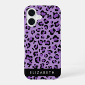 Coque iPhone 16 Impression léopard, Taches, Léopard Violet, Votre (Verso)