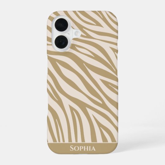 Coque iPhone 16 Impression Zèbre-Beige- (Verso)