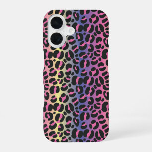 Coque iPhone 16 Imprimé animalier Léopard Arc-en-Ciel