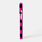 Coque iPhone 16 Imprimé carreauté rose chaud et noir (Côté gauche)