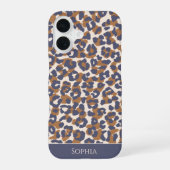 Coque iPhone 16 Imprimé Léopard-Bleu et Marron- (Verso)