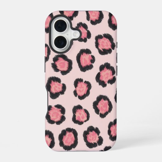 Coque iPhone 16 Imprimé léopard rose chic (Verso)