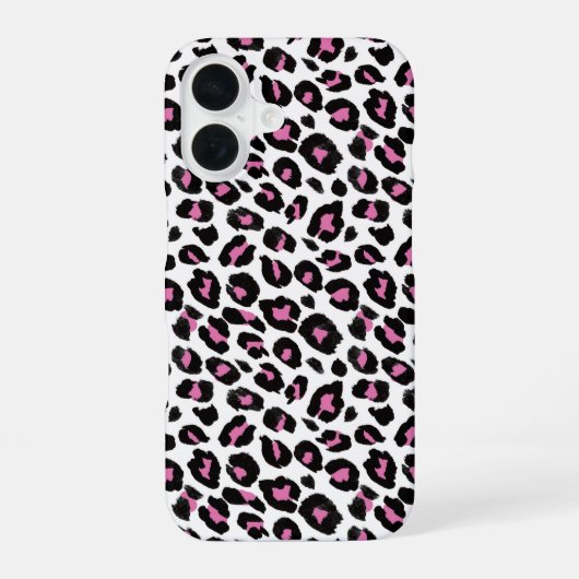 Coque iPhone 16 Imprimé léopard rose et noir (Verso)
