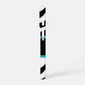 Coque iPhone 16 Imprimé Zèbre Aqua Dentelle Monogramme (Côté gauche)