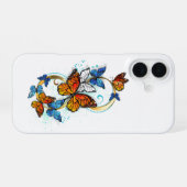 Coque iPhone 16 Infinité de papillons monarques (Verso Horizontal)