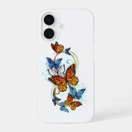 Coque iPhone 16 Infinité de papillons monarques (Verso)