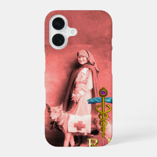 Coque iPhone 16 INFIRMIÈRE ET CHIEN DE SAUVETAGE /Emblème de caduc