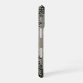 Coque iPhone 16 Initiale monogramme de corbeau gothique au charbon (Côté droit)