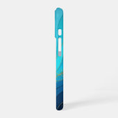 Coque iPhone 16 Initiales de monogramme paillettes bleues or (Côté gauche)