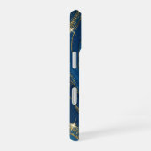 Coque iPhone 16 Initiales de monogramme paillettes bleues or (Côté droit)