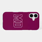Coque iPhone 16 Initiales de monogramme universitaire de vin de co (Verso Horizontal)