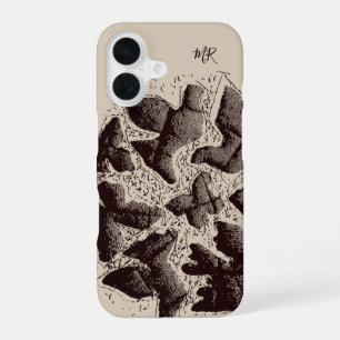 Coque iPhone 16 Initiales de monogramme vintage rétro oiseau dessi