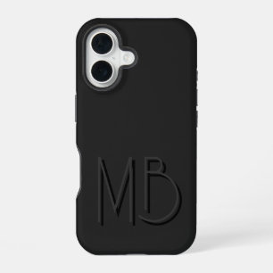 Coque iPhone 16 Initiales Monogramme Noir Moderne Contemporain