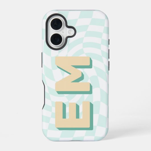 Coque iPhone 16 Initiales rétro Monogrammes du tableau de contrôle (Verso)
