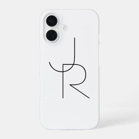 Coque iPhone 16 Initiales superposées Modern 2 | Noir sur Blanc (Verso)