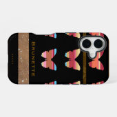 Coque iPhone 16 iPhone 7 avec papillons rayés (Verso Horizontal)
