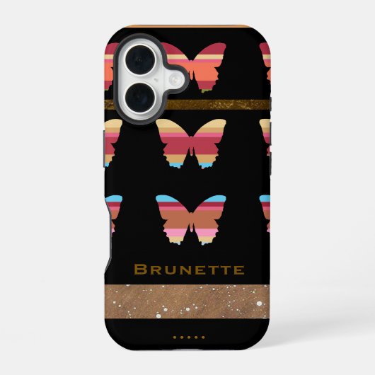 Coque iPhone 16 iPhone 7 avec papillons rayés (Verso)