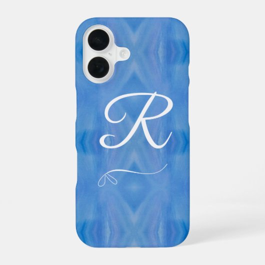 Coque iPhone 16 iPhone/coque ipad bleu et blanc monogramme (Verso)